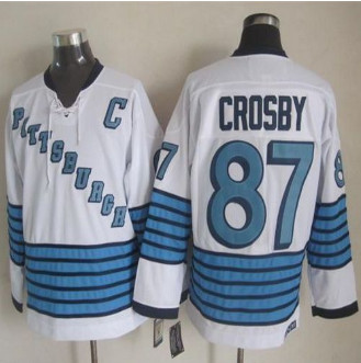 Pittsburgh Penguins #87 Sidney Crosby White-Light Blue CCM Throwback Stitched NHL jersey