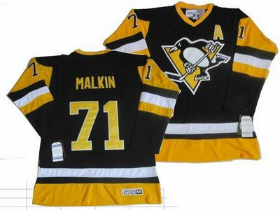 Pittsburgh Penguins 71 Evgeni Malkin black Throwback CCM Jerseys