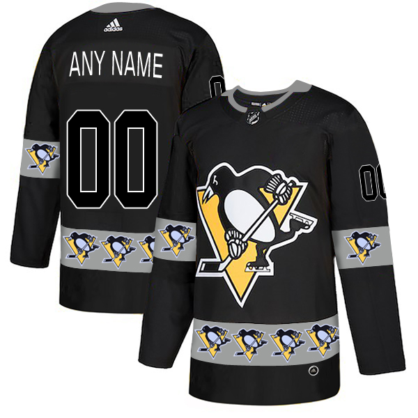Pittsburgh Penguins Black Men's Customized Team Logos Fashion Adidas Jersey Pittsburgh Penguins Black Men's Customized Team Logos Fashion Adidas Jersey