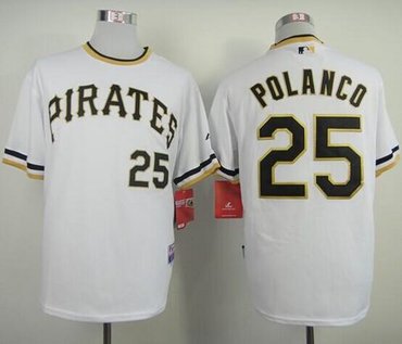Pittsburgh Pirates #25 Gregory Polanco White Alternate 2 Cool Base Stitched Baseball Jersey