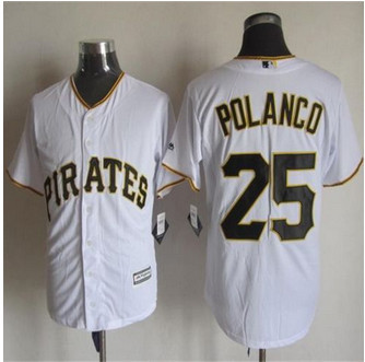 Pittsburgh Pirates #25 Gregory Polanco White New Cool Base Stitched Baseball Jersey