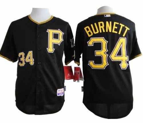 Pittsburgh Pirates #34 A. J. Burnett Black Cool Base Stitched Baseball Jersey