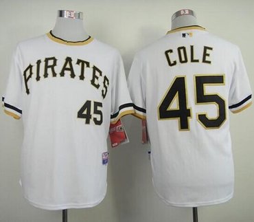 Pittsburgh Pirates #45 Gerrit Cole White Alternate 2 Cool Base Stitched Baseball Jersey