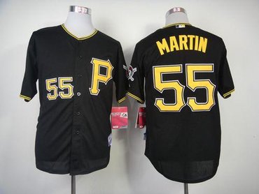 Pittsburgh Pirates #55 Russell Martin Black Cool Base Stitched Baseball Jersey