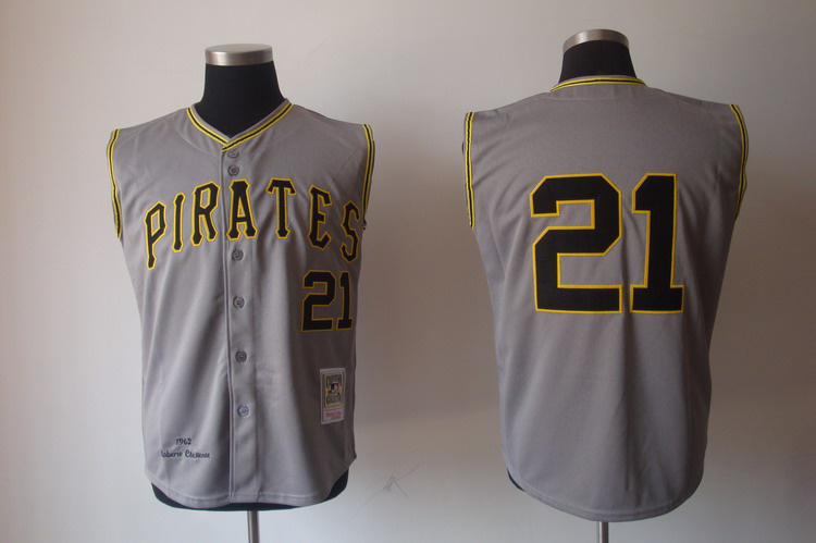 Pittsburgh Pirates 21 Clemente Mitchell Ness Grey Throwbac jerseys