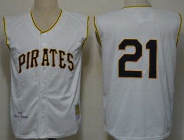 Pittsburgh Pirates 21 Roberto Clemente Cream Throwback Vest Jerseys