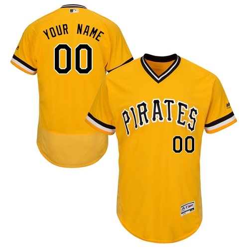 Pittsburgh Pirates Yellow Men's Customized Throwback Flexbase Jersey Pittsburgh Pirates Yellow Men's Customized Throwback Flexbase Jersey