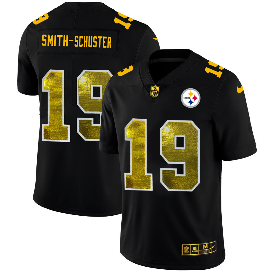 Pittsburgh Steelers #19 JuJu Smith-Schuster Men's Black Nike Golden Sequin Vapor Limited NFL Jersey Pittsburgh Steelers #19 JuJu Smith-Schuster Men's Black Nike Golden Sequin Vapor Limited NFL Jersey