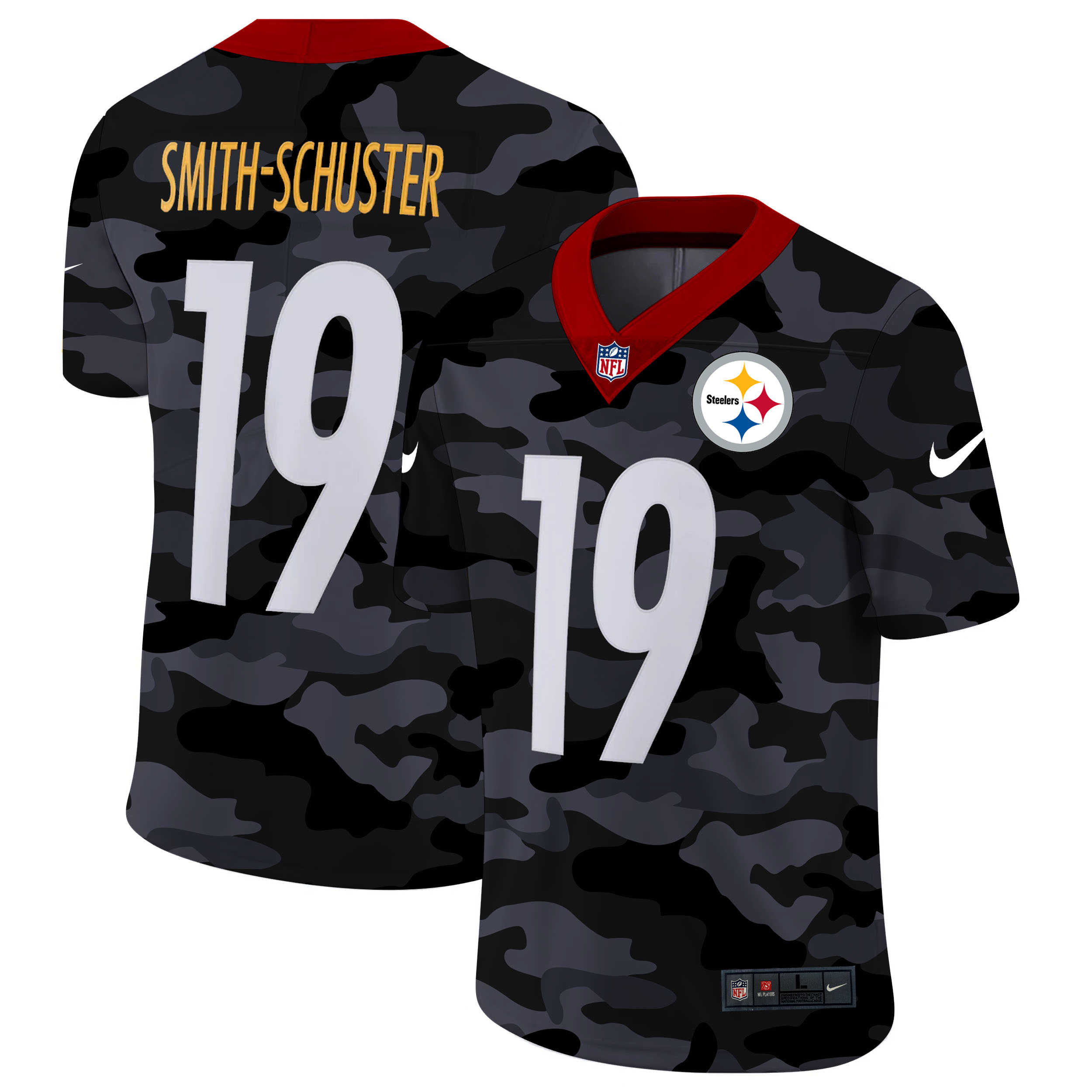 Pittsburgh Steelers #19 JuJu Smith-Schuster Men's Nike 2020 Black CAMO Vapor Untouchable Limited Stitched NFL Jersey Pittsburgh Steelers #19 JuJu Smith-Schuster Men's Nike 2020 Black CAMO Vapor Untouchable Limited Stitched NFL Jersey