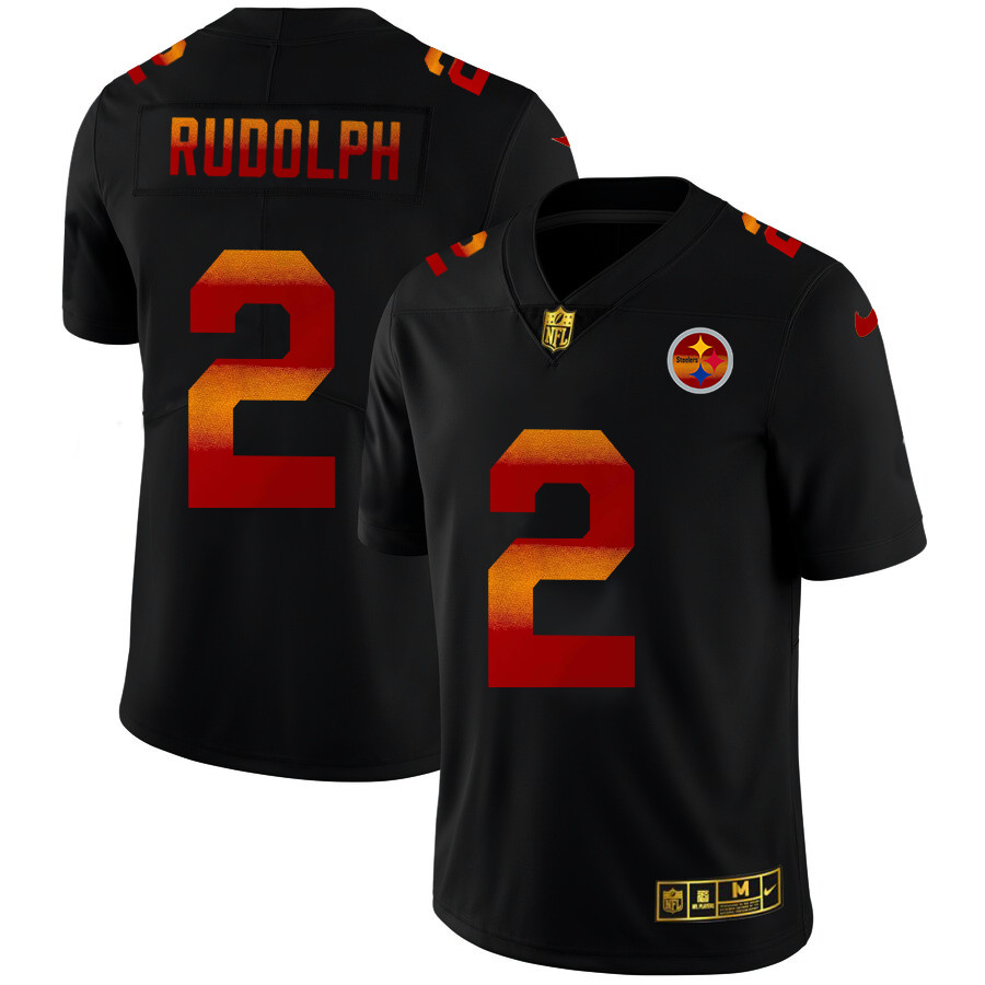 Pittsburgh Steelers #2 Mason Rudolph Men's Black Nike Red Orange Stripe Vapor Limited NFL Jersey Pittsburgh Steelers #2 Mason Rudolph Men's Black Nike Red Orange Stripe Vapor Limited NFL Jersey