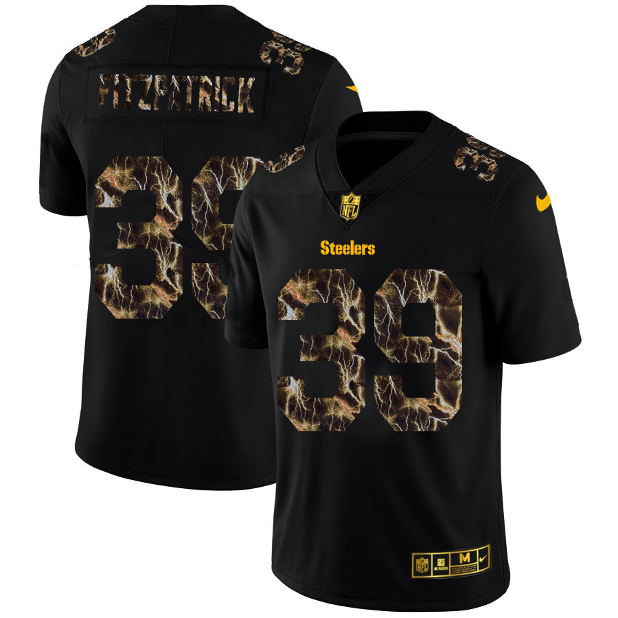 Pittsburgh Steelers #39 Minkah Fitzpatrick Men's Black Nike Flocked Lightning Vapor Limited NFL Jersey Pittsburgh Steelers #39 Minkah Fitzpatrick Men's Black Nike Flocked Lightning Vapor Limited NFL Jersey
