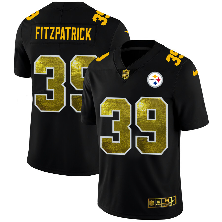 Pittsburgh Steelers #39 Minkah Fitzpatrick Men's Black Nike Golden Sequin Vapor Limited NFL Jersey Pittsburgh Steelers #39 Minkah Fitzpatrick Men's Black Nike Golden Sequin Vapor Limited NFL Jersey