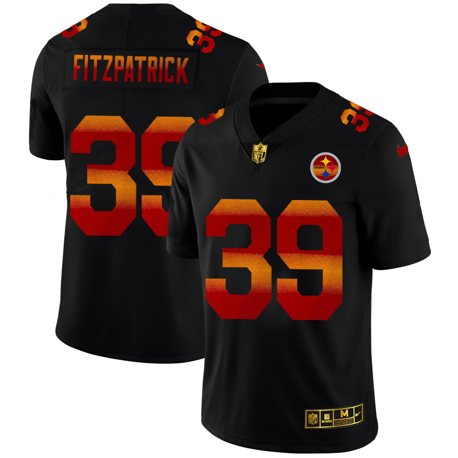 Pittsburgh Steelers #39 Minkah Fitzpatrick Men's Black Nike Red Orange Stripe Vapor Limited NFL Jersey Pittsburgh Steelers #39 Minkah Fitzpatrick Men's Black Nike Red Orange Stripe Vapor Limited NFL Jersey