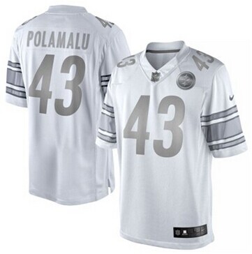 Pittsburgh Steelers #43 Troy Polamalu White Platinum Jersey Pittsburgh Steelers #43 Troy Polamalu White Platinum Jersey