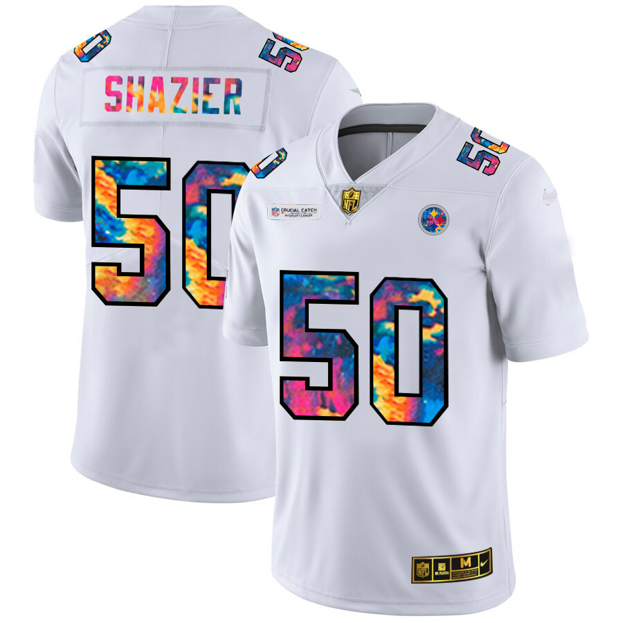 Pittsburgh Steelers #50 Ryan Shazier Men's White Nike Multi-Color 2020 NFL Crucial Catch Limited NFL Jersey Pittsburgh Steelers #50 Ryan Shazier Men's White Nike Multi-Color 2020 NFL Crucial Catch Limited NFL Jersey