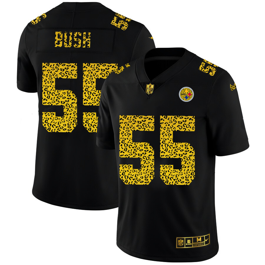 Pittsburgh Steelers #55 Devin Bush Men's Nike Leopard Print Fashion Vapor Limited NFL Jersey Black Pittsburgh Steelers #55 Devin Bush Men's Nike Leopard Print Fashion Vapor Limited NFL Jersey Black