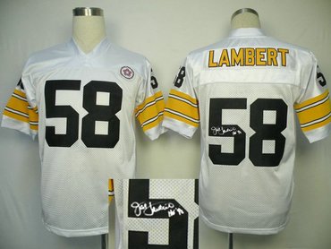 Pittsburgh Steelers #58 Lambert Black Throwback Jersey(Signed Elite)