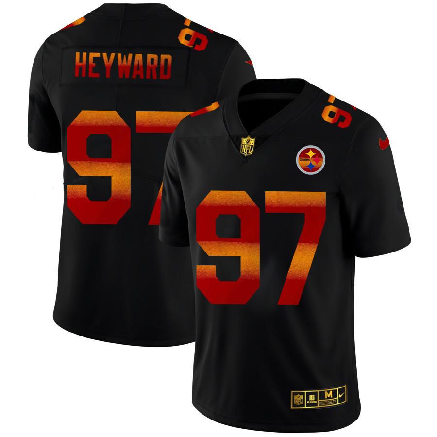 Pittsburgh Steelers #97 Cameron Heyward Men's Black Nike Red Orange Stripe Vapor Limited NFL Jersey Pittsburgh Steelers #97 Cameron Heyward Men's Black Nike Red Orange Stripe Vapor Limited NFL Jersey