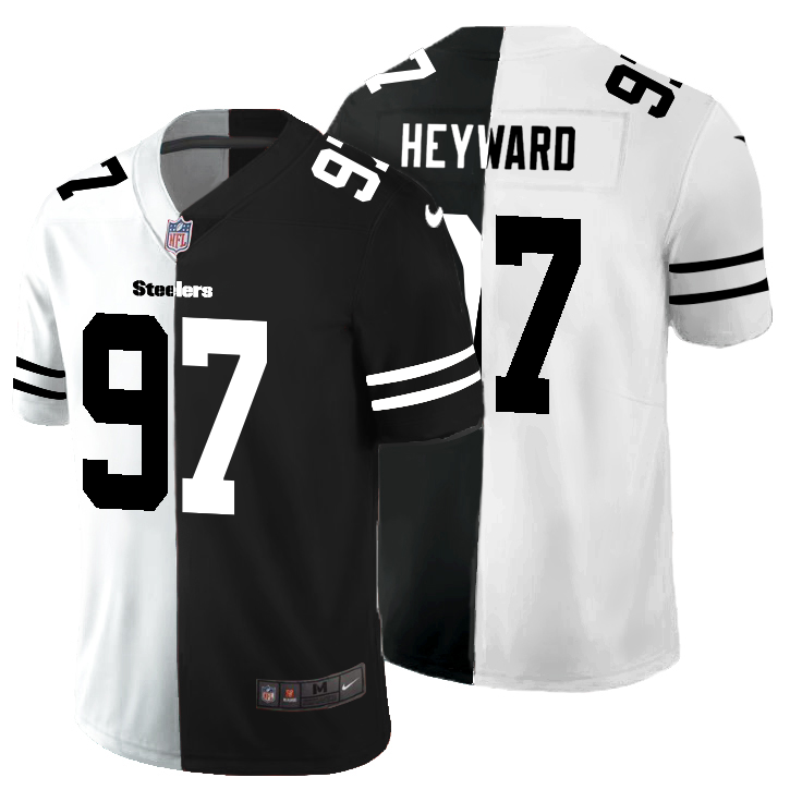 Pittsburgh Steelers #97 Cameron Heyward Men's Black V White Peace Split Nike Vapor Untouchable Limited NFL Jersey Pittsburgh Steelers #97 Cameron Heyward Men's Black V White Peace Split Nike Vapor Untouchable Limited NFL Jersey