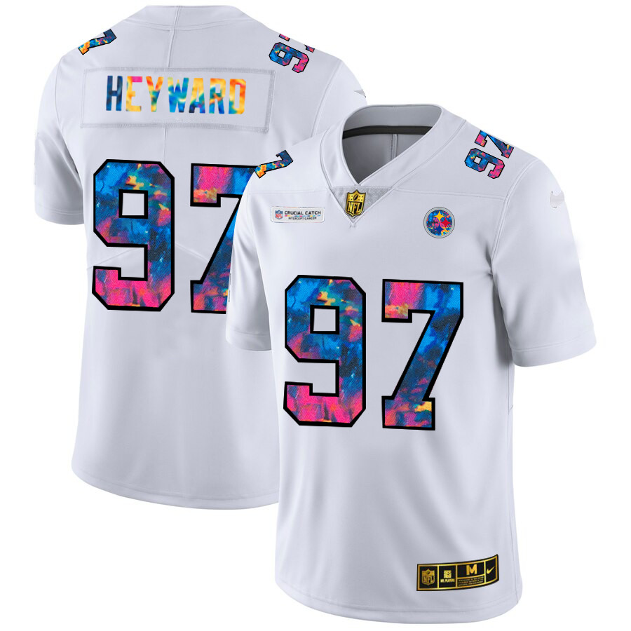 Pittsburgh Steelers #97 Cameron Heyward Men's White Nike Multi-Color 2020 NFL Crucial Catch Limited NFL Jersey Pittsburgh Steelers #97 Cameron Heyward Men's White Nike Multi-Color 2020 NFL Crucial Catch Limited NFL Jersey