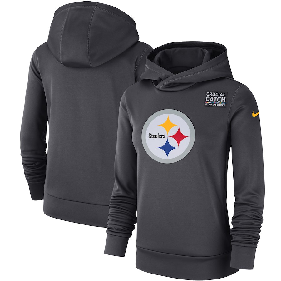 Pittsburgh Steelers Anthracite Women's Nike Crucial Catch Performance Hoodie Pittsburgh Steelers Anthracite Women's Nike Crucial Catch Performance Hoodie
