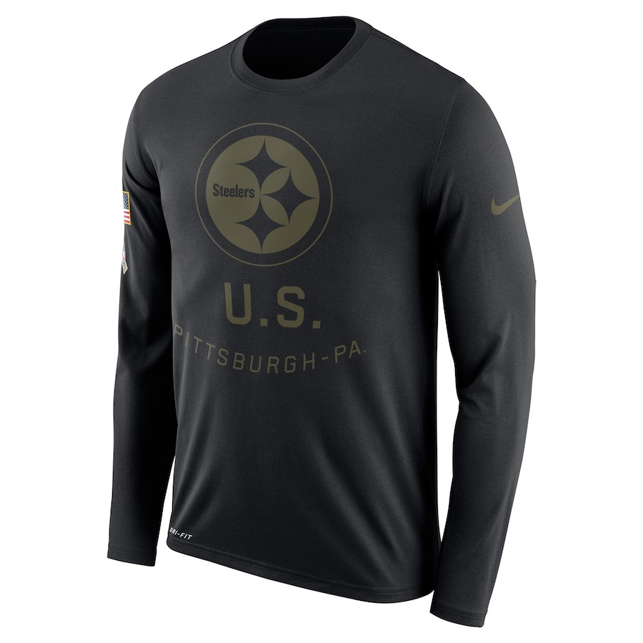 Pittsburgh Steelers Nike Salute To Service Sideline Legend Performance Long Sleeve T-Shirt Black Pittsburgh Steelers Nike Salute To Service Sideline Legend Performance Long Sleeve T-Shirt Black