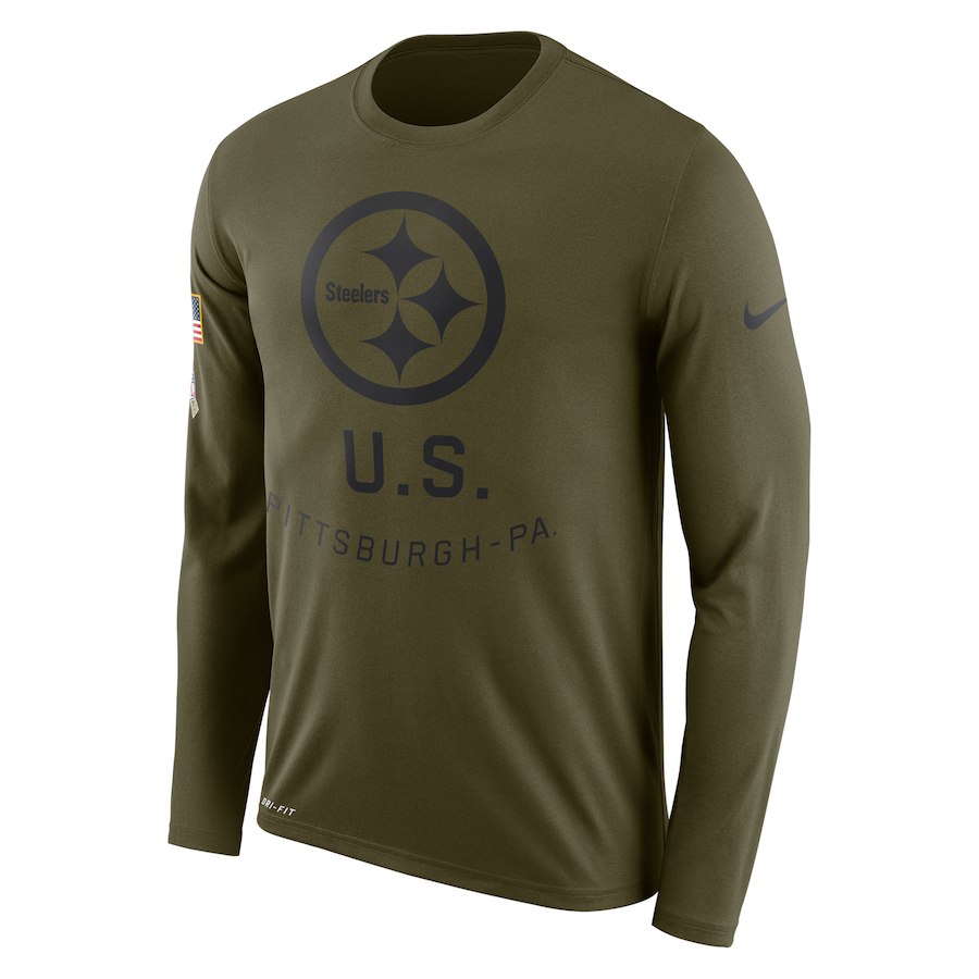 Pittsburgh Steelers Nike Salute To Service Sideline Legend Performance Long Sleeve T-Shirt Olive Pittsburgh Steelers Nike Salute To Service Sideline Legend Performance Long Sleeve T-Shirt Olive