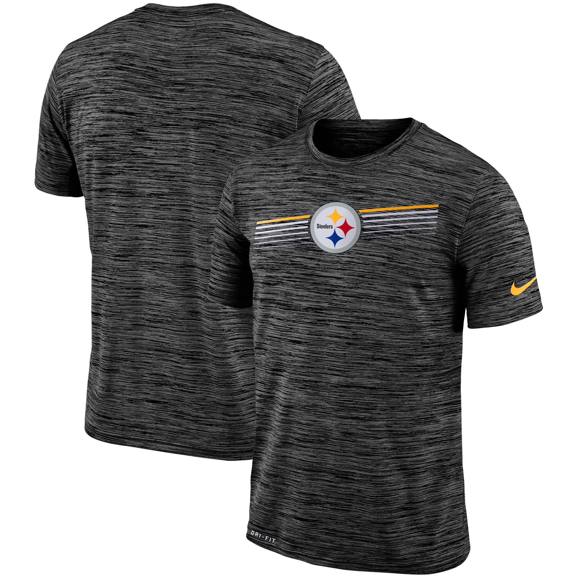 Pittsburgh Steelers Nike Sideline Velocity Performance T-Shirt Heathered Black Pittsburgh Steelers Nike Sideline Velocity Performance T-Shirt Heathered Black