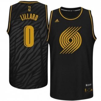 Portland Trail Blazers #0 Damian Lillard Black Precious Metals Fashion NBA Jersey