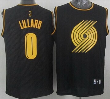 Portland Trail Blazers #0 Damian Lillard Black Precious Metals Fashion Stitched NBA Jersey