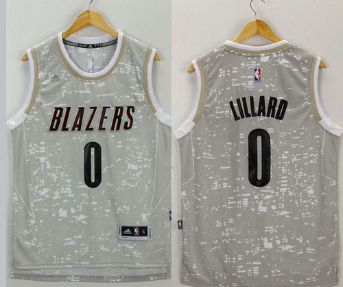 Portland Trail Blazers #0 Damian Lillard Grey City Light Stitched NBA Jersey