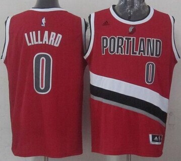 Portland Trail Blazers #0 Damian Lillard Red Stitched NBA Jersey