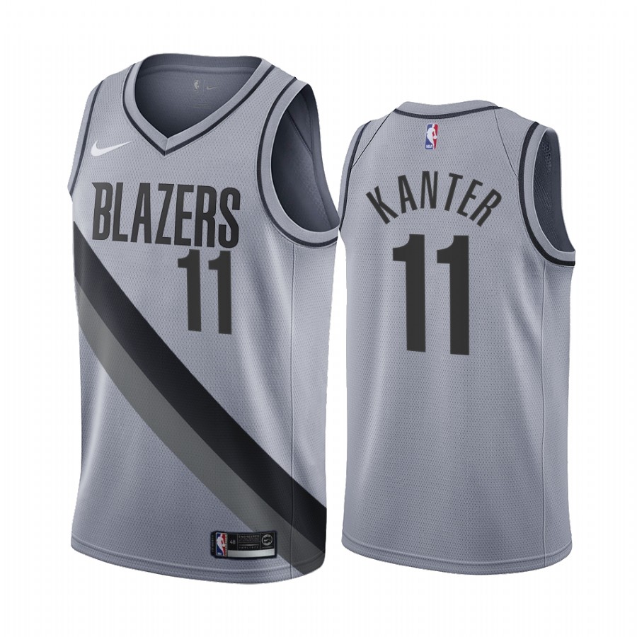 Portland Trail Blazers #11 Enes Kanter Gray NBA Swingman 2020-21 Earned Edition Jersey Portland Trail Blazers #11 Enes Kanter Gray NBA Swingman 2020-21 Earned Edition Jersey