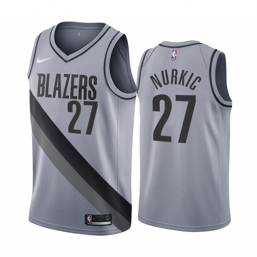 Portland Trail Blazers #27 Jusuf Nurkic Gray NBA Swingman 2020-21 Earned Edition Jersey Portland Trail Blazers #27 Jusuf Nurkic Gray NBA Swingman 2020-21 Earned Edition Jersey