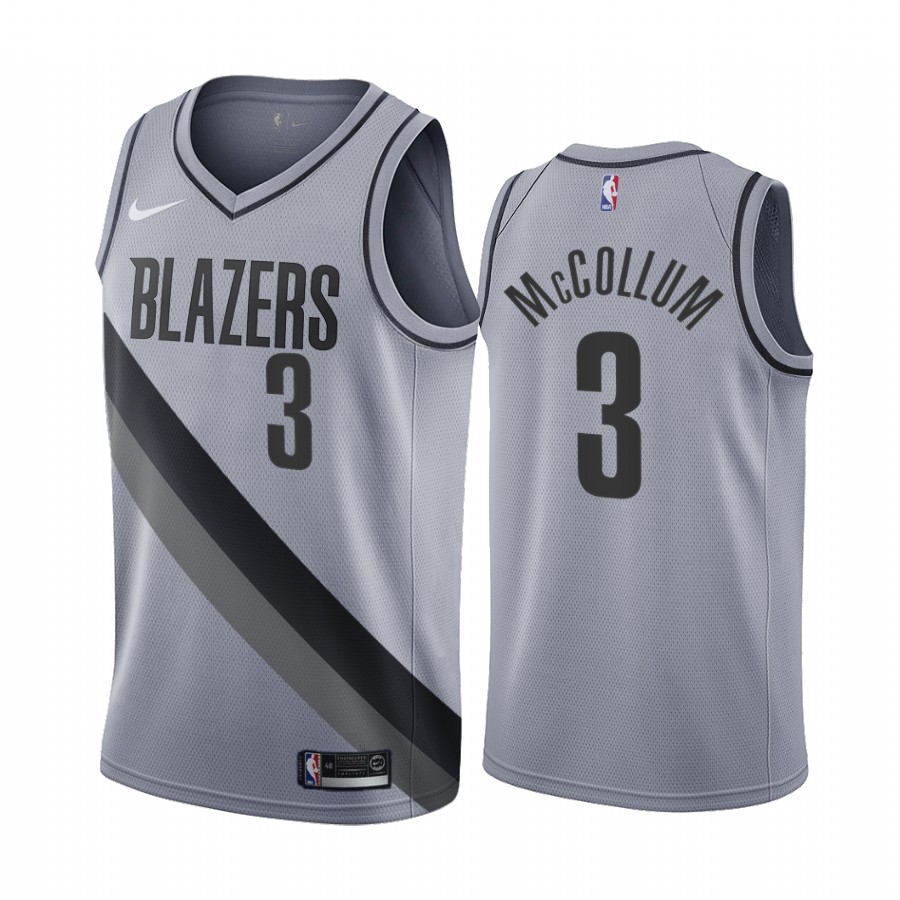 Portland Trail Blazers #3 C.J. McCollum Gray NBA Swingman 2020-21 Earned Edition Jersey Portland Trail Blazers #3 C.J. McCollum Gray NBA Swingman 2020-21 Earned Edition Jersey