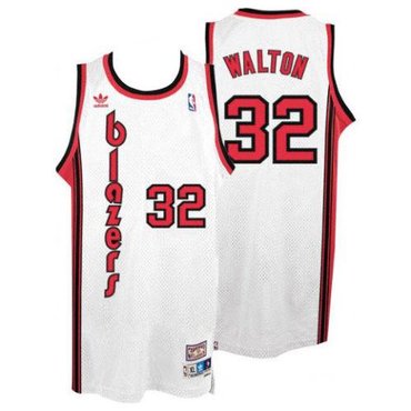 Portland Trail Blazers #32 Bill Walton White Throwback Stitched NBA Jersey