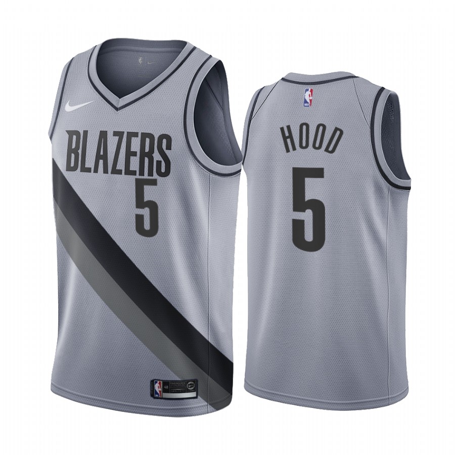 Portland Trail Blazers #5 Rodney Hood Gray NBA Swingman 2020-21 Earned Edition Jersey Portland Trail Blazers #5 Rodney Hood Gray NBA Swingman 2020-21 Earned Edition Jersey