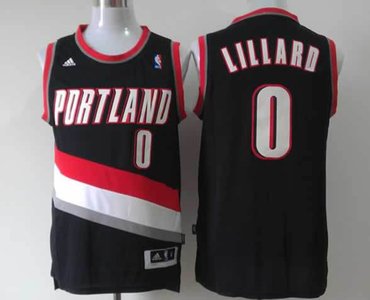 Portland Trail Blazers 0 Damian Lillard Black Revolution 30 Swingman NBA Jerseys