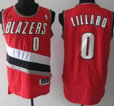 Portland Trail Blazers 0 Damian Lillard Red Revolution 30 Swingman NBA Jerseys