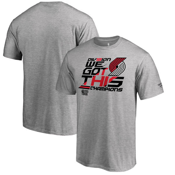 Portland Trail Blazers Fanatics Branded 2018 NBA Northwest Division Champions Locker Room T-Shirt Heather Gray