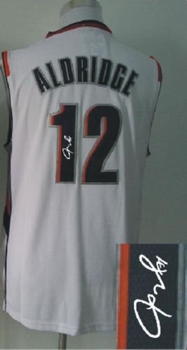 Portland Trail Blazers Revolution 30 Autographed #12 Lamarcus Aldridge White Stitched NBA Jersey