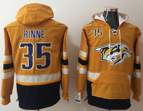 Predators #35 Pekka Rinne Yellow Name & Number Pullover NHL Hoodie Predators #35 Pekka Rinne Yellow Name & Number Pullover NHL Hoodie