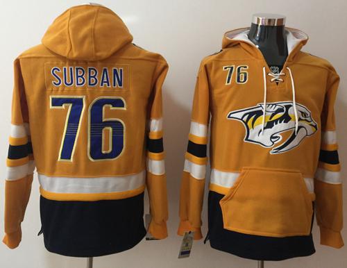 Predators #76 P.K Subban Yellow Name & Number Pullover NHL Hoodie Predators #76 P.K Subban Yellow Name & Number Pullover NHL Hoodie