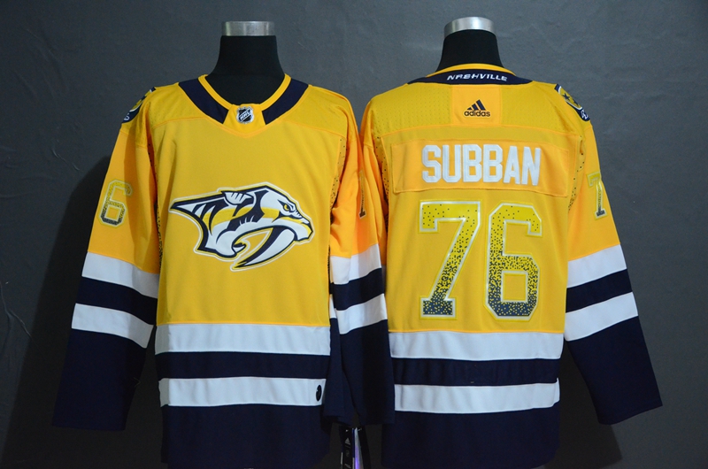 Predators 76 P.K. Subban Yellow Drift Fashion Adidas Jersey