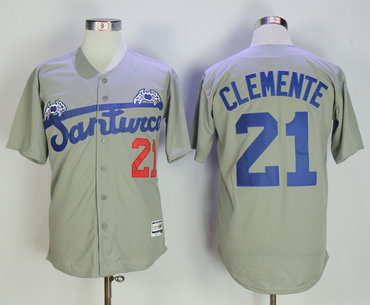 Puerto Rico Cangrejeros De Santurce 21 Roberto Clemente Gray Throwback Baseball Jersey Puerto Rico Cangrejeros De Santurce 21 Roberto Clemente Gray Throwback Baseball Jersey