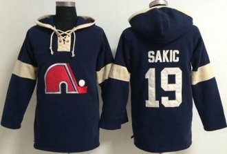 Quebec Nordiques #19 Joe Sakic Blue Pullover NHL Hoodie Quebec Nordiques #19 Joe Sakic Blue Pullover NHL Hoodie