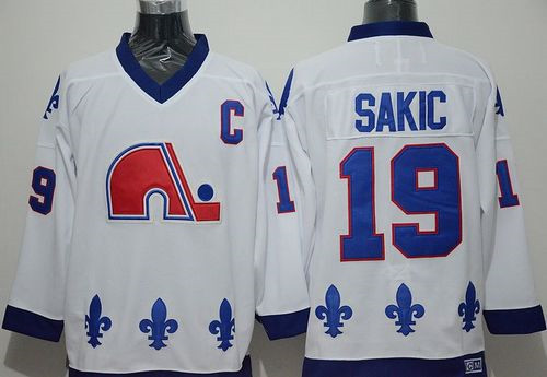 Quebec Nordiques #19 Joe Sakic Whtie CCM Throwback Stitched NHL Jersey Quebec Nordiques #19 Joe Sakic Whtie CCM Throwback Stitched NHL Jersey