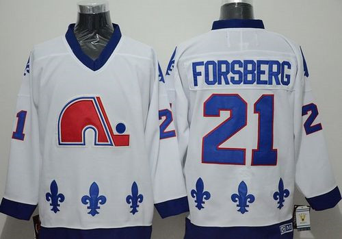 Quebec Nordiques #21 Peter Forsberg White CCM Throwback Stitched NHL Jersey Quebec Nordiques #21 Peter Forsberg White CCM Throwback Stitched NHL Jersey