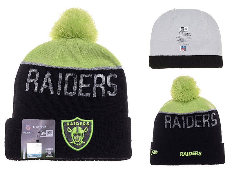 Raiders Fresh Logo Black Pom Knit Hat YD