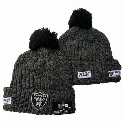 Raiders Fresh Logo Gray 100th Season Pom Knit Hat YD
